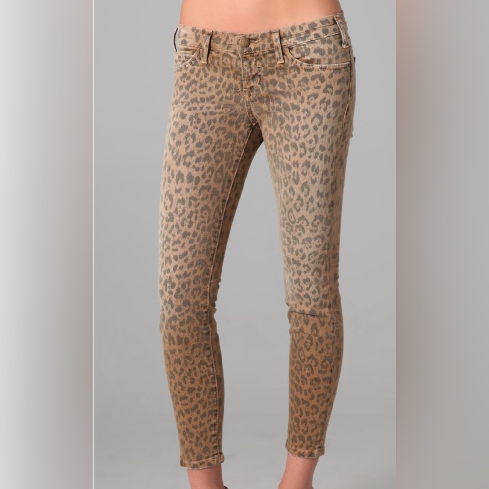 Current/Elliott Leopard Print Skinny Jeans - Brown